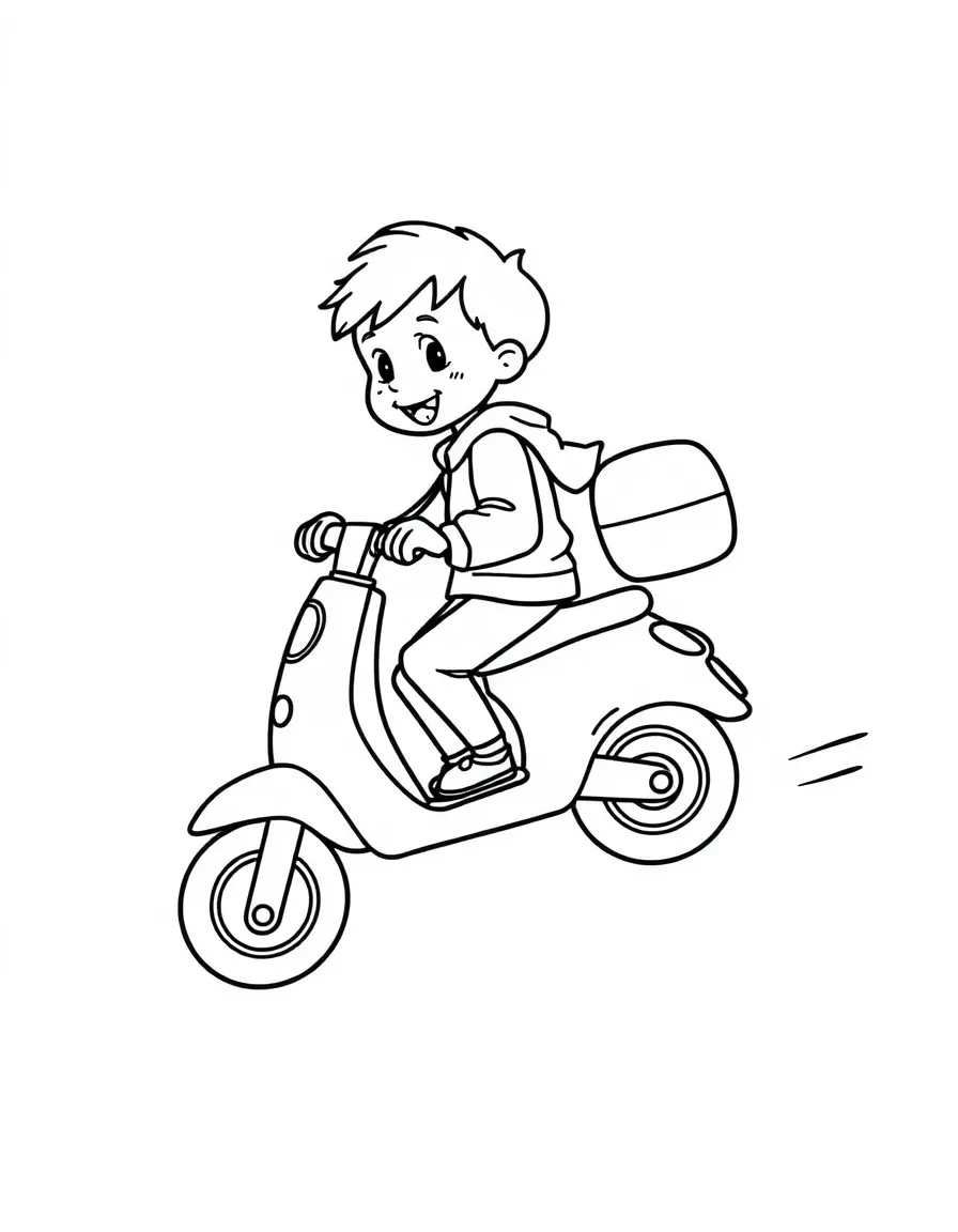 A child on a scooter.