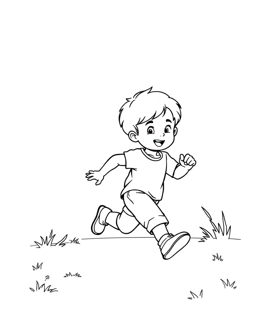 A child running and playing.