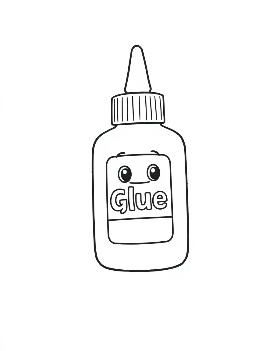 A happy glue bottle with a smile.