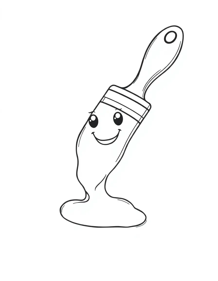 A happy paintbrush with a blob of paint.