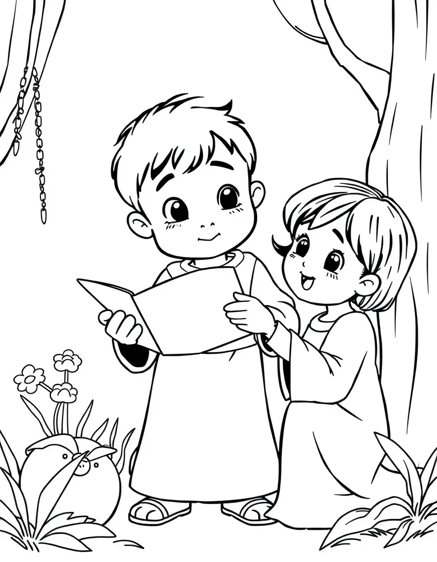 A child acting out a story.