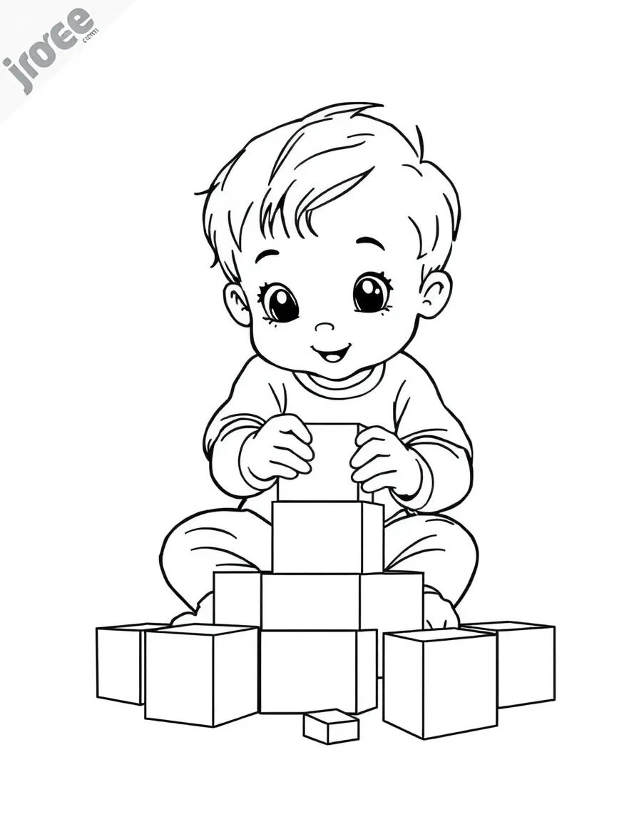 A child playing with blocks.