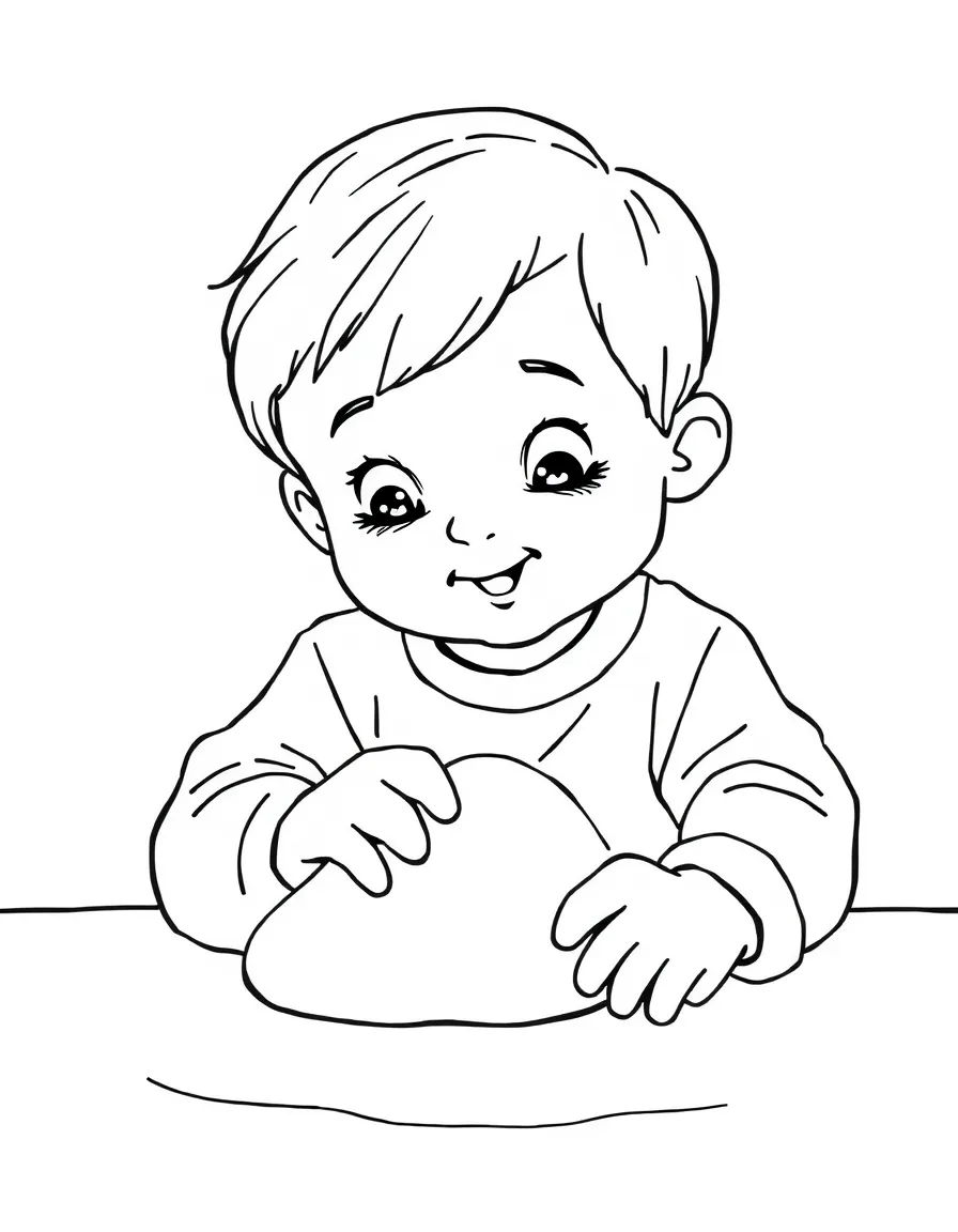 A child playing with playdough.