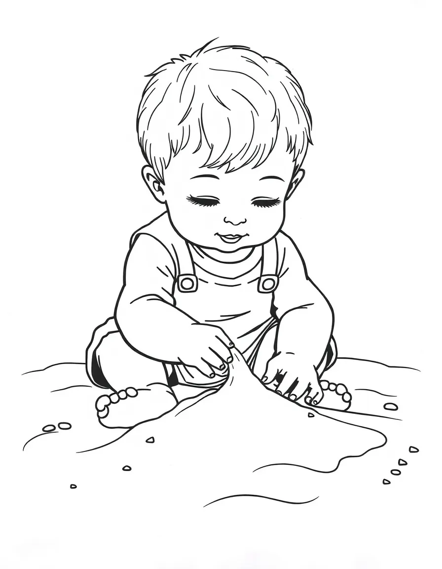 A child playing with sand.