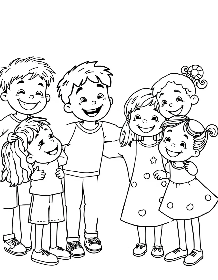 A happy group of diverse children playing.