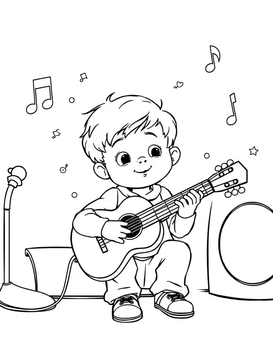 A child listening to music.