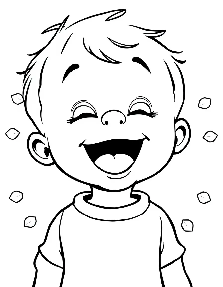 A happy child with open mouth singing.