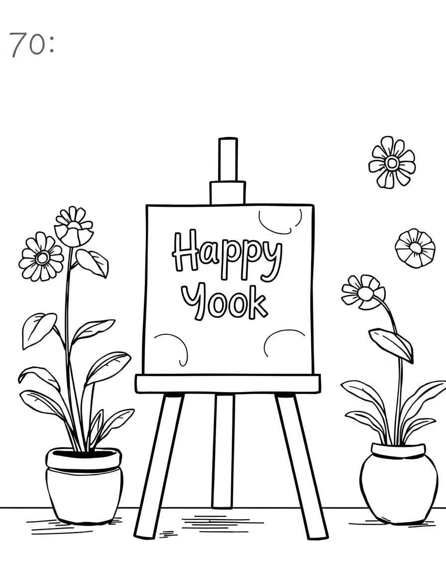 A happy easel with a canvas.