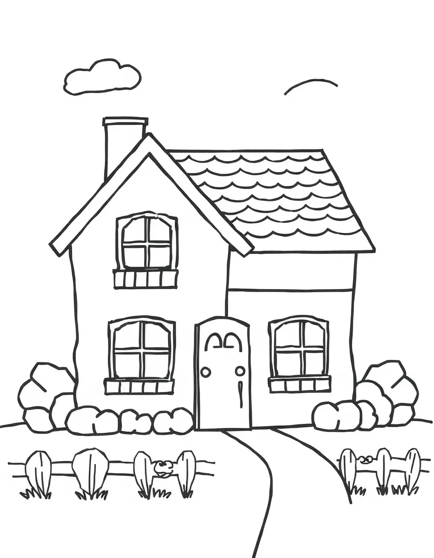 A happy drawing of a house.