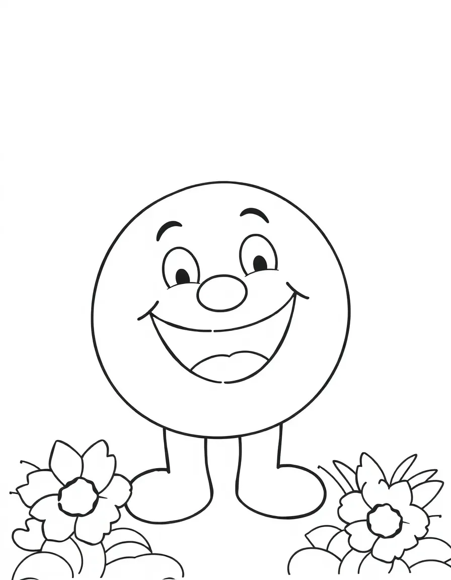 A happy coloring page with a big outline.
