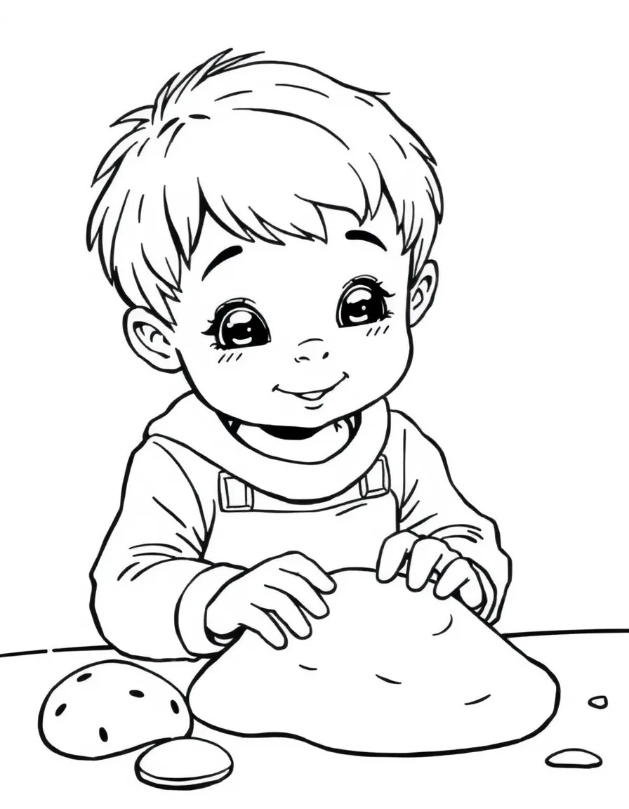 A child playing with playdough.