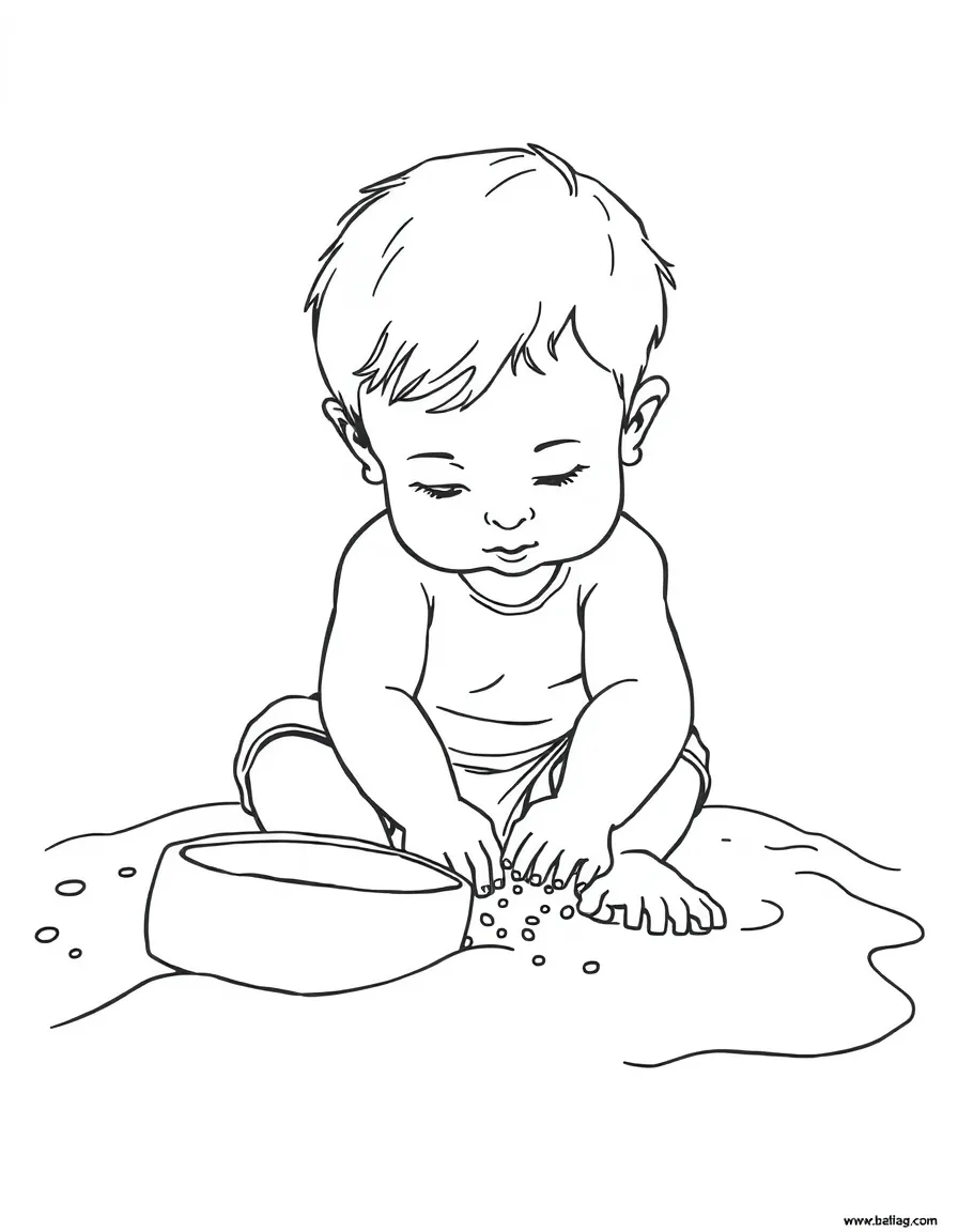 A child playing in sand.