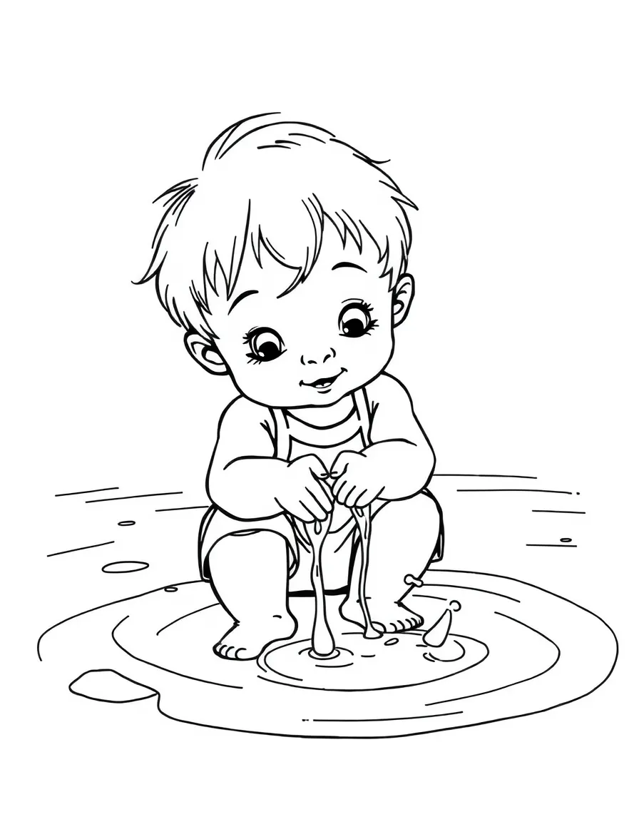A child playing with water.