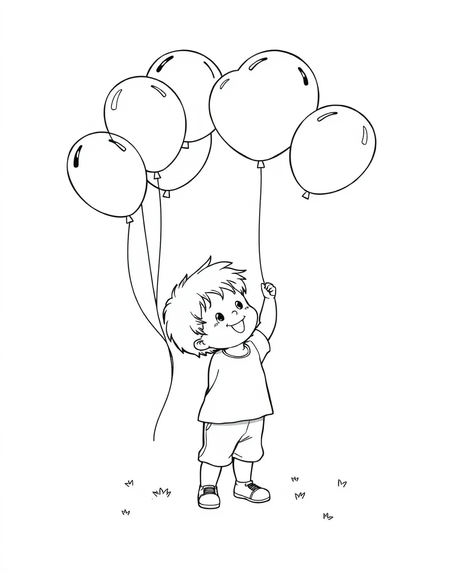 A child playing with balloons.