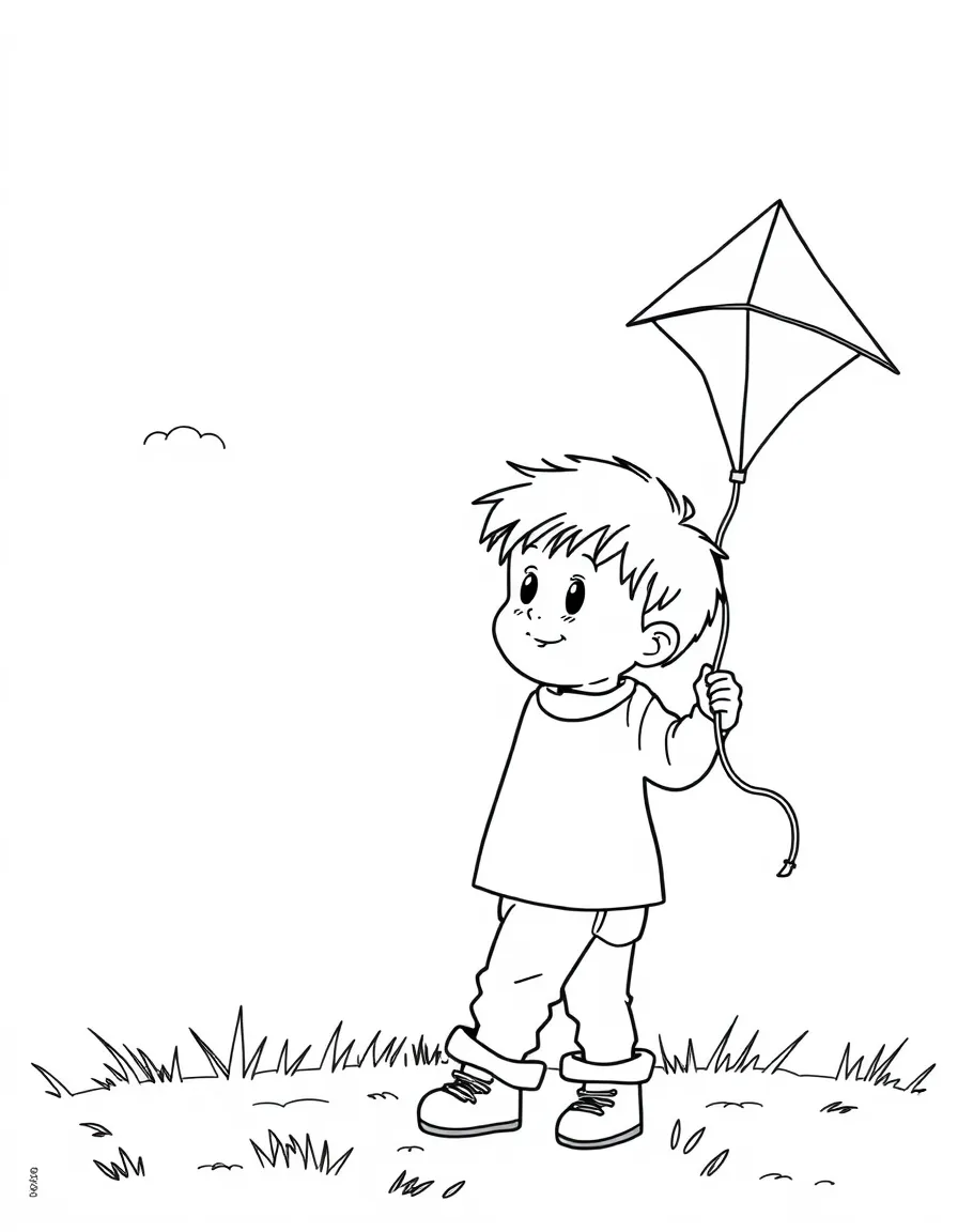 A child playing with a kite.