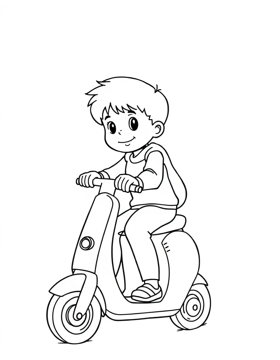 A child on a scooter.