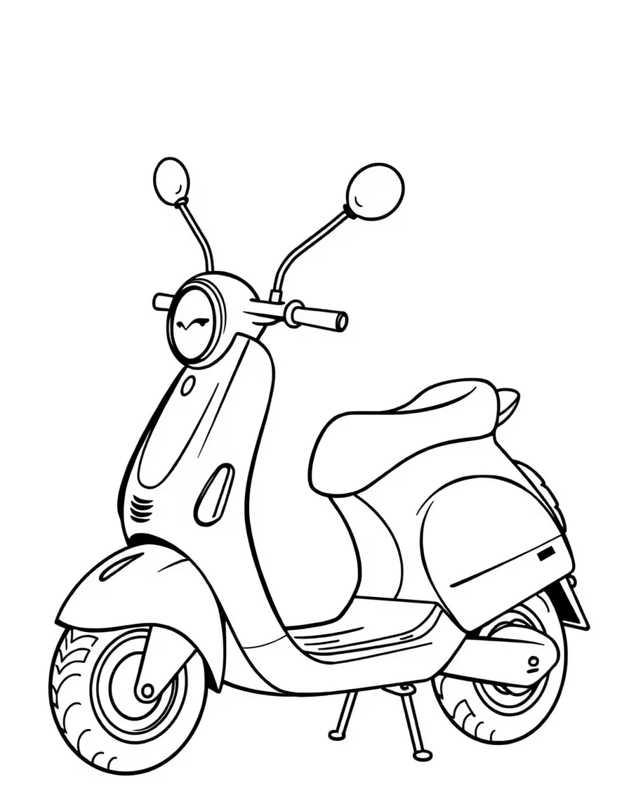 A happy scooter with a stand.