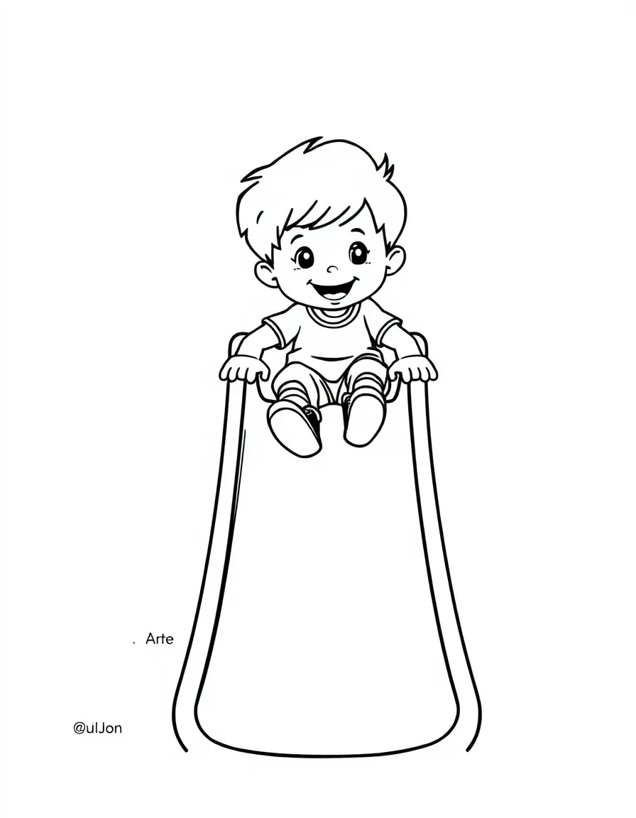 A child going down a slide.