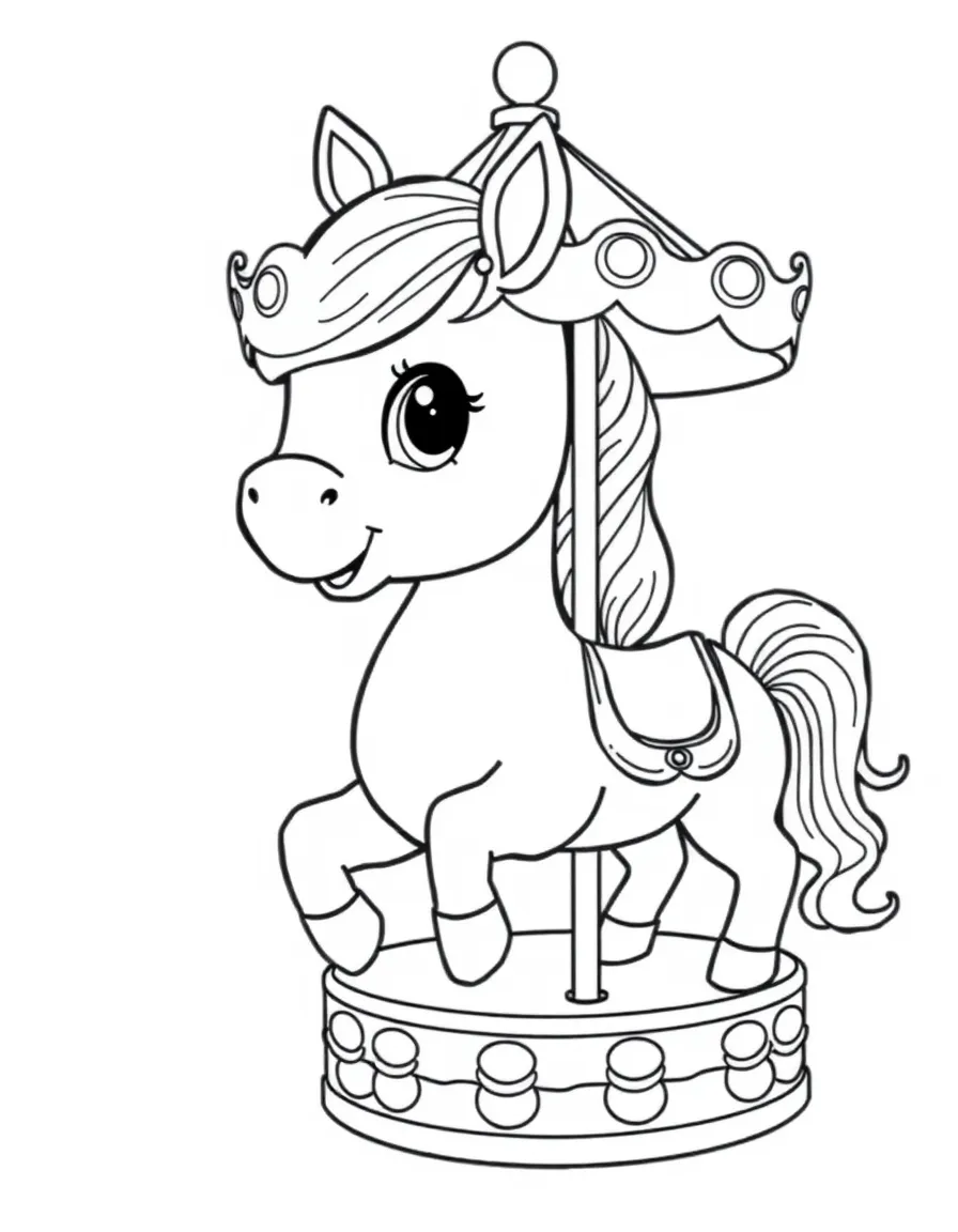 A happy carousel animal.