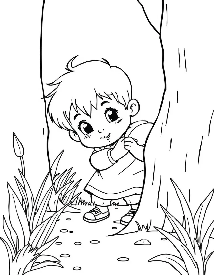 A child playing hide-and-seek.