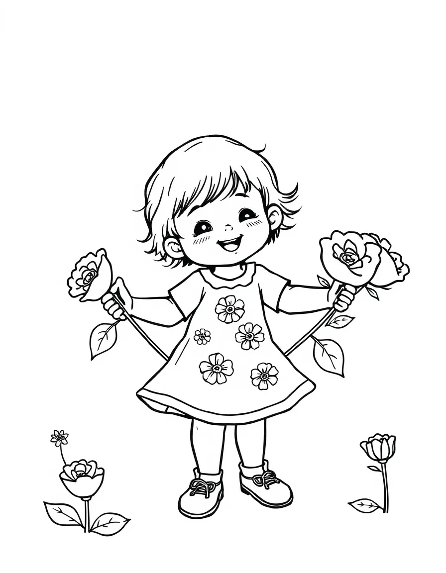 A child playing ring-around-the-rosie.