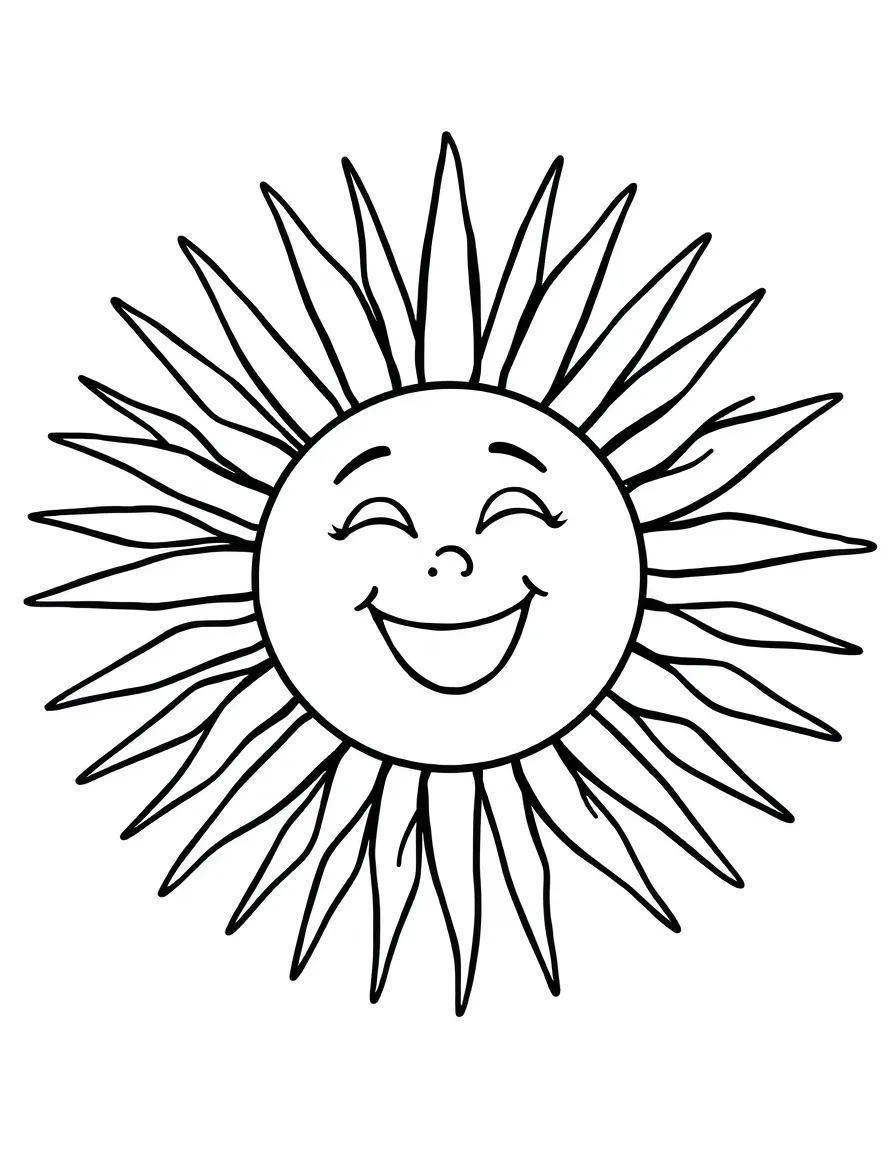 A happy sun with long rays.