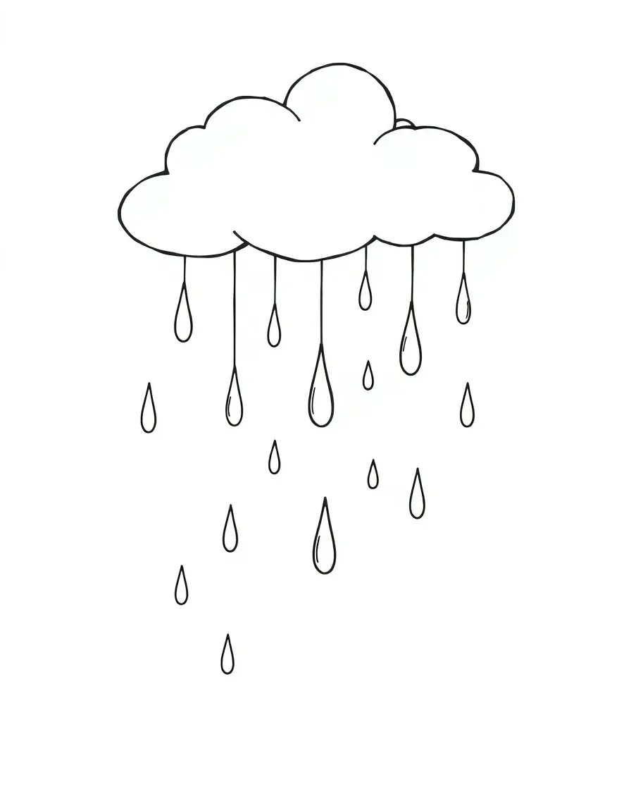 Happy raindrops falling gently.