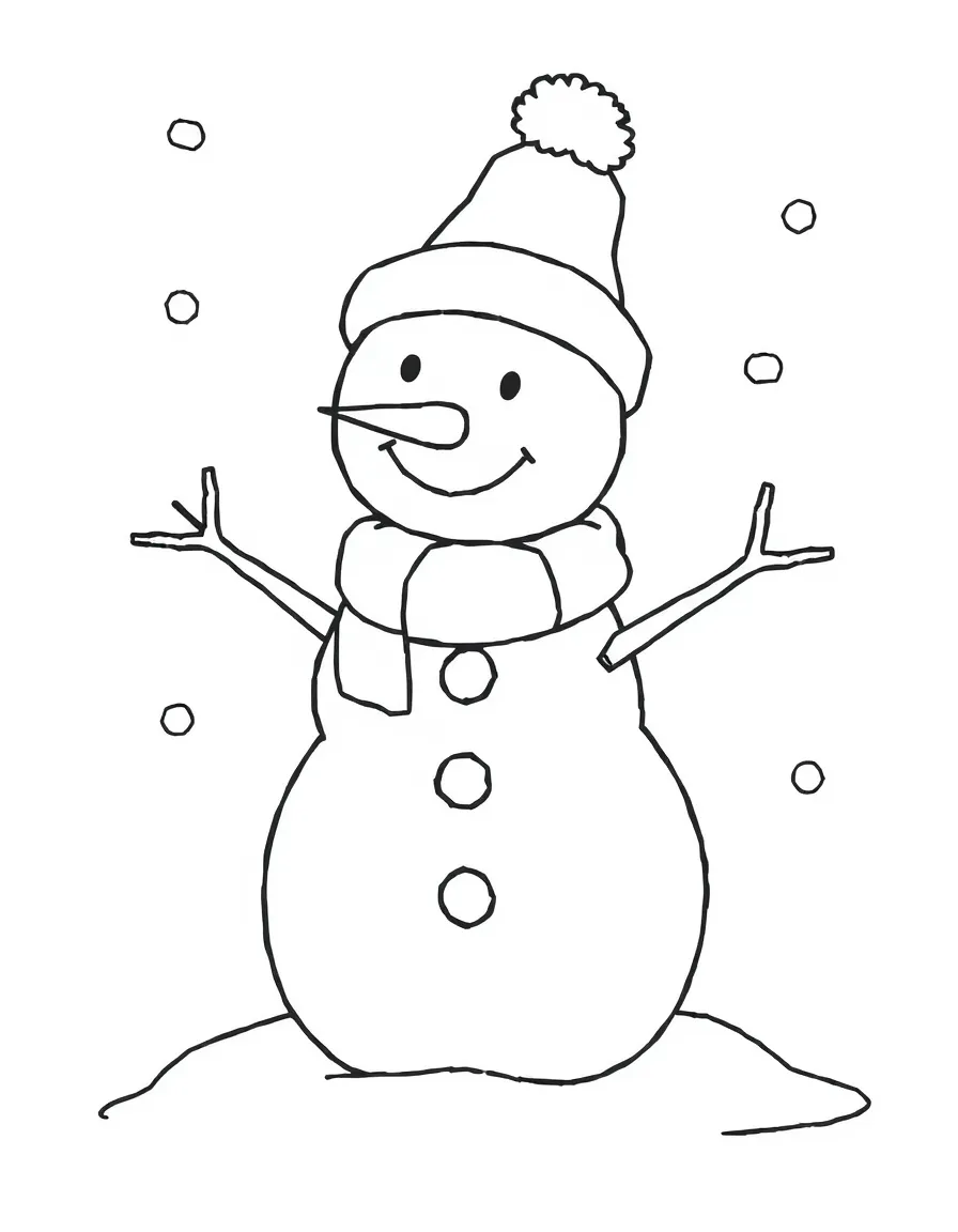 A child drawing a snowman.
