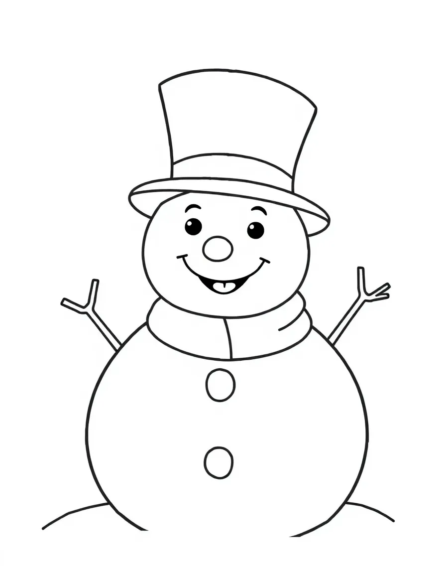 A happy snowman with a top hat.