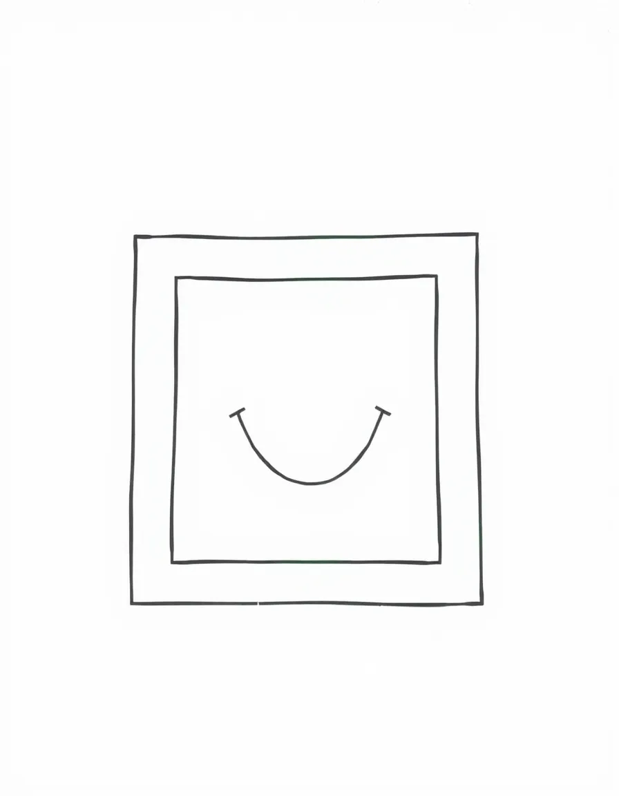 A happy square with four equal sides.