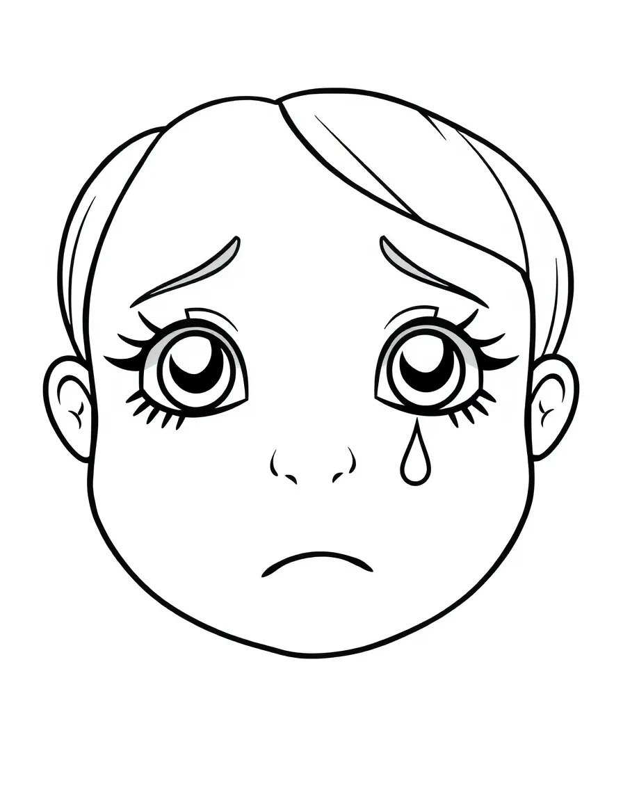 A sad face with a tiny tear.
