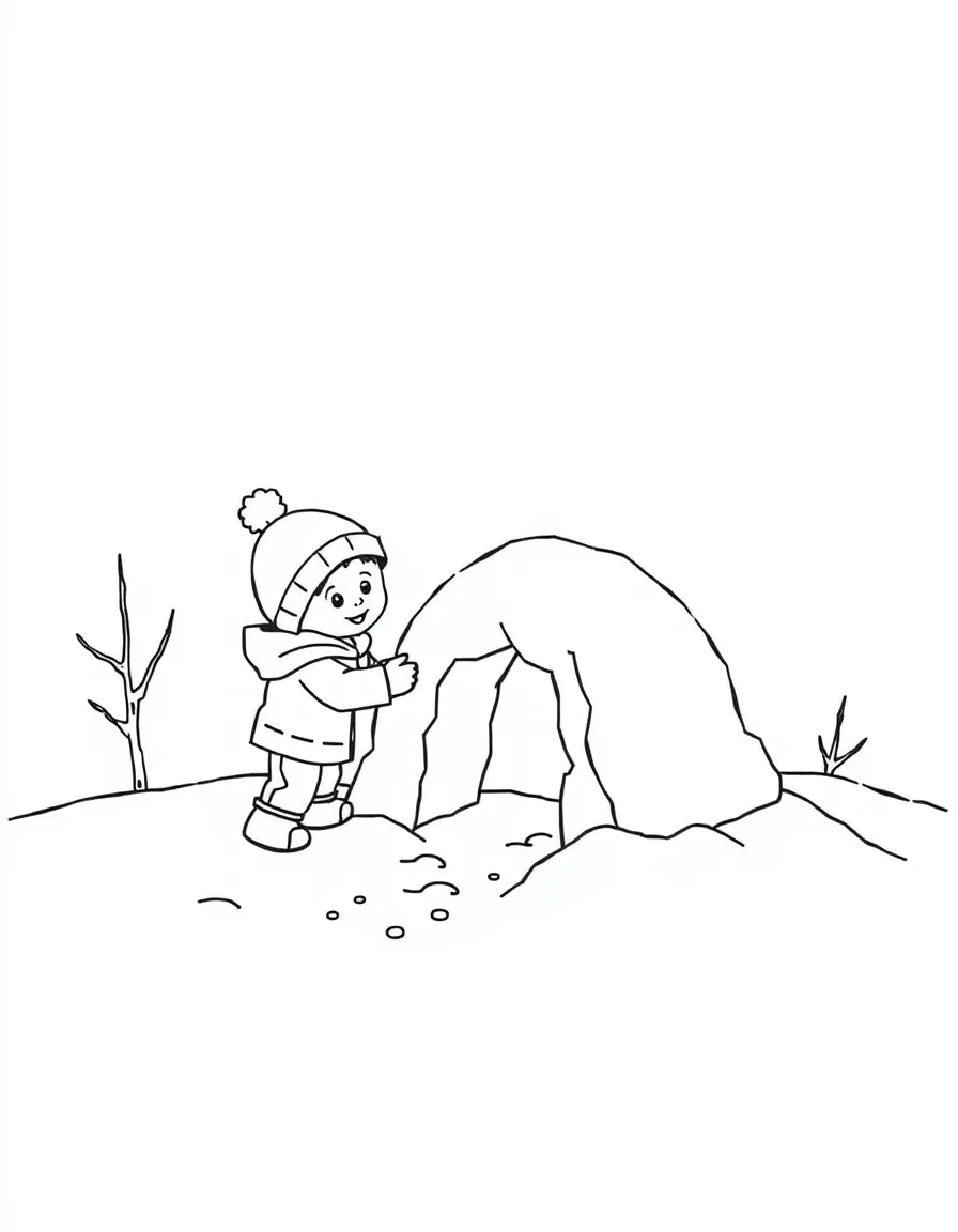 Two children building a snow fort.