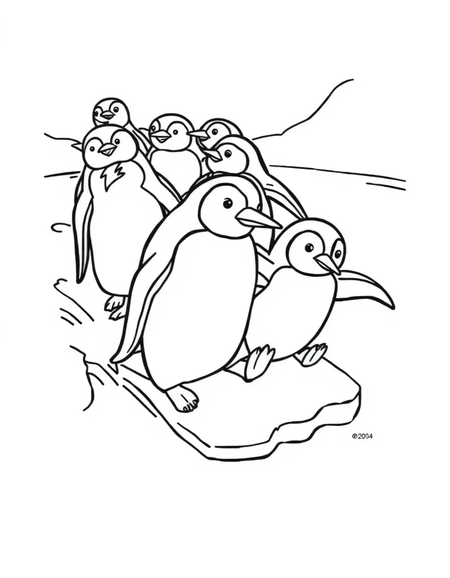 A group of penguins sliding on ice.