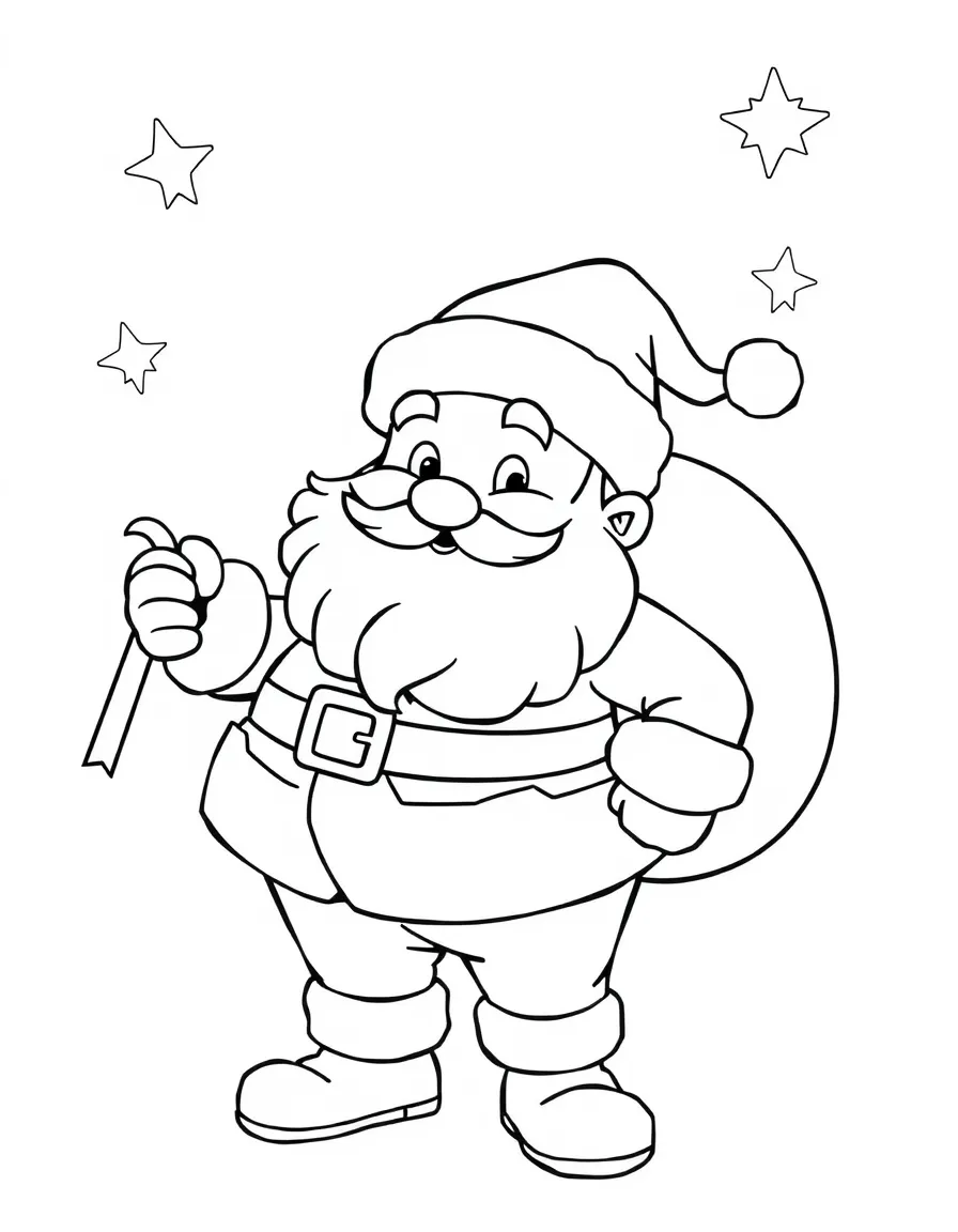 A cheerful Santa Claus getting ready for Christmas.