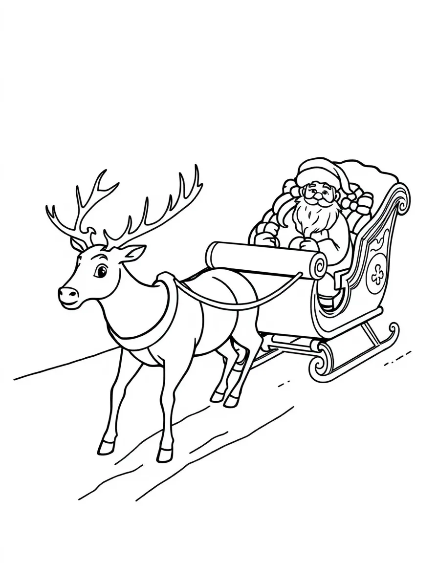 Reindeer pulling Santa's sleigh.