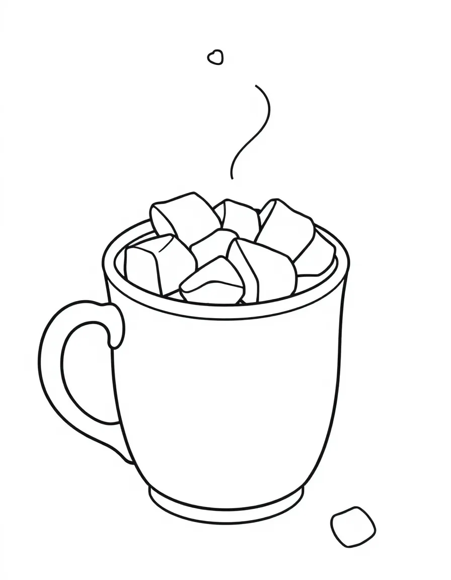 A mug of hot chocolate with marshmallows.