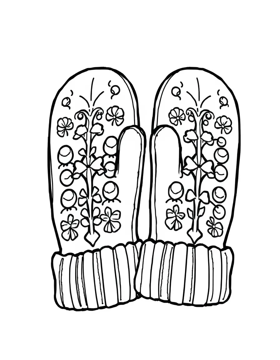 A pair of warm mittens and a scarf.
