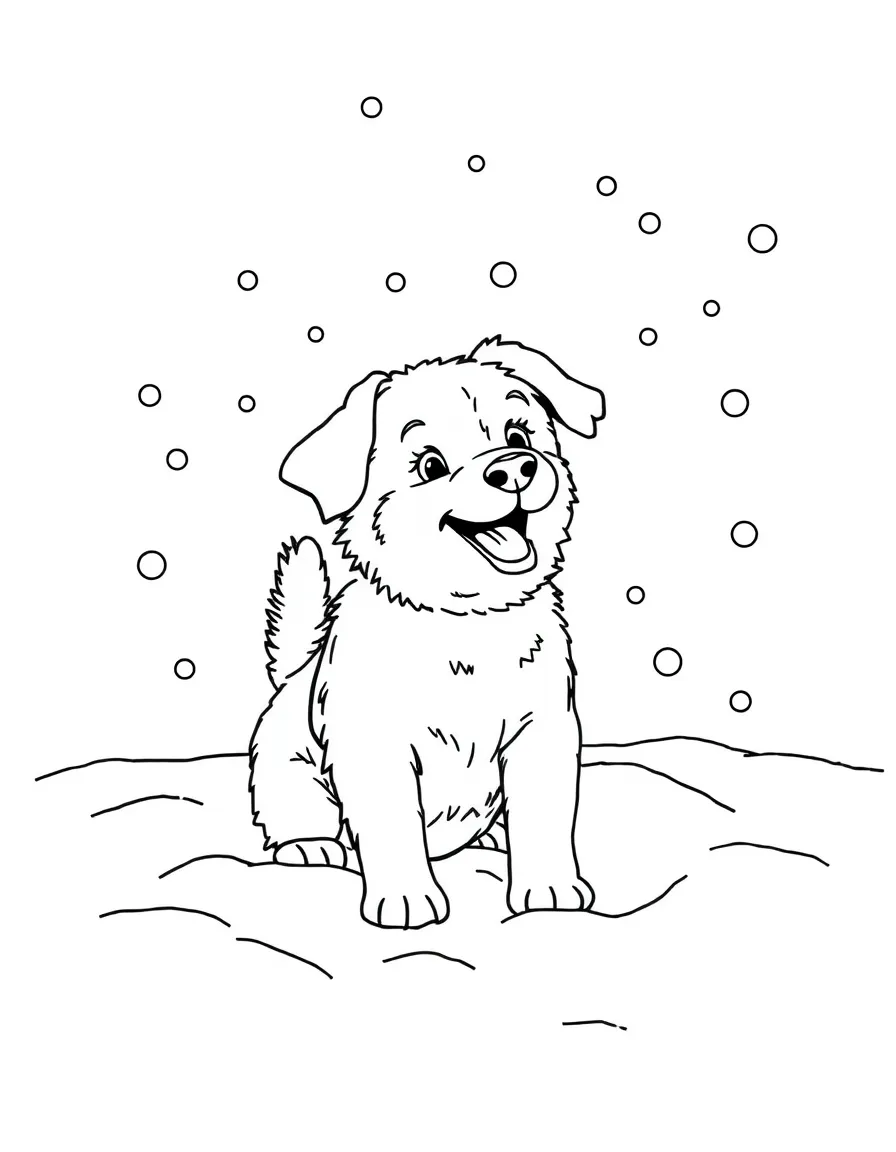 A dog playing in the snow.