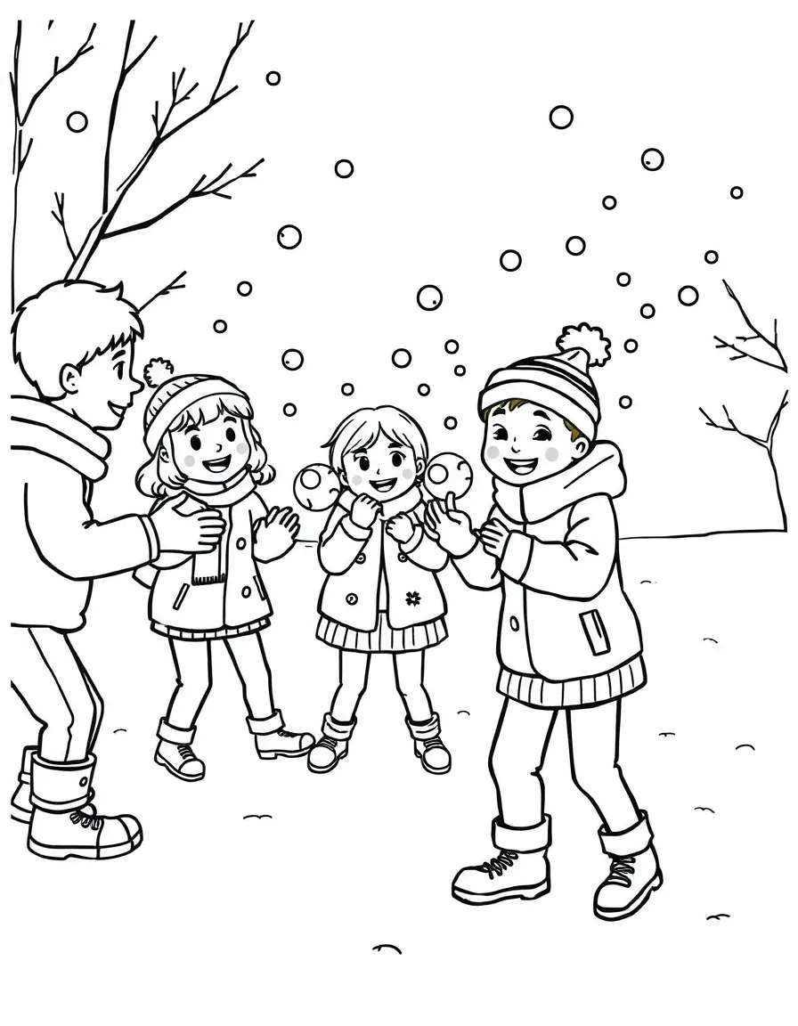A group of friends having a snowball fight.