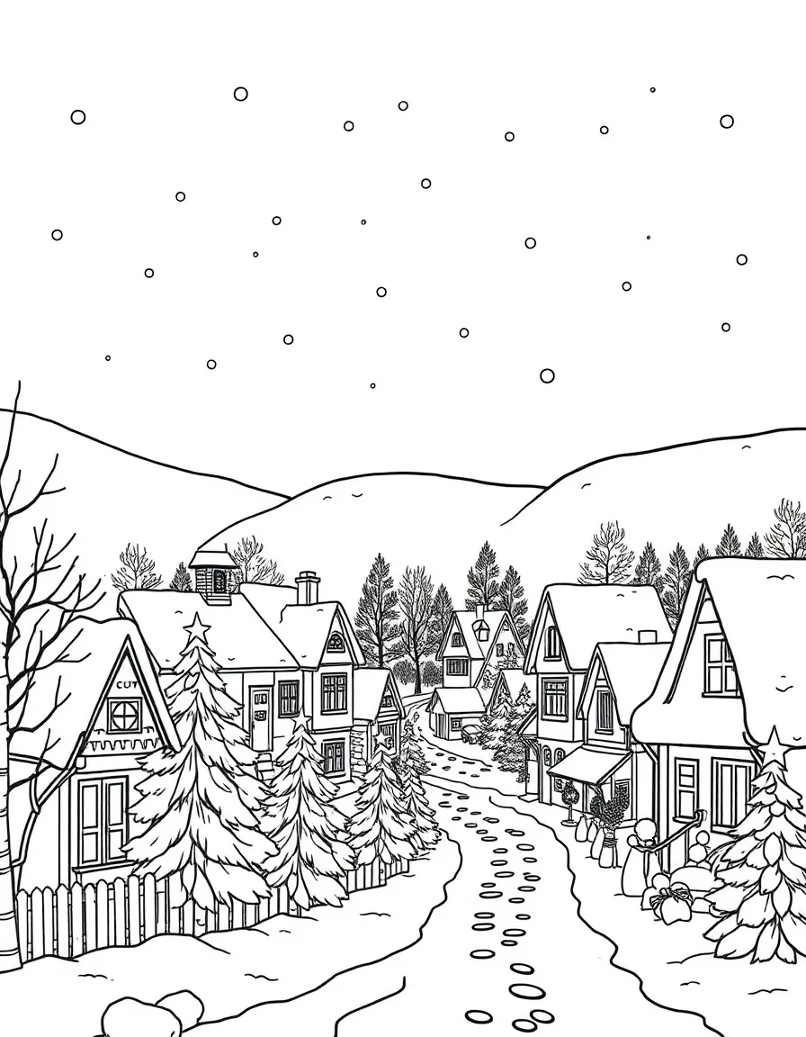 A winter village scene.