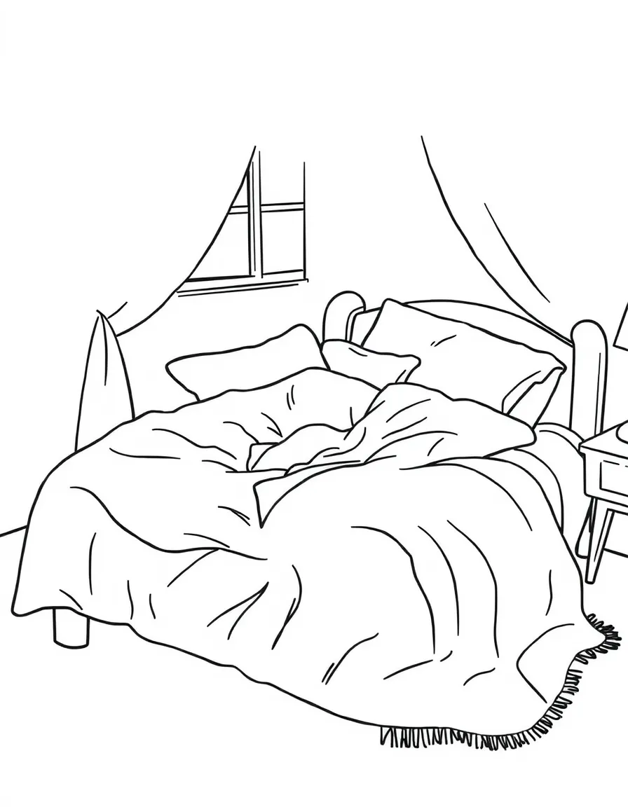 A cozy bed with lots of blankets.