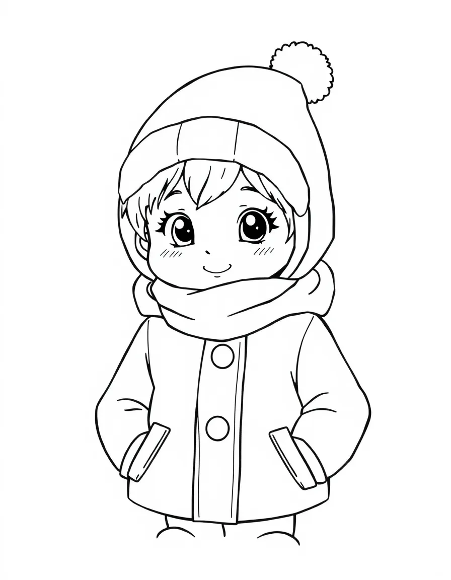 A child bundled up in a winter coat.
