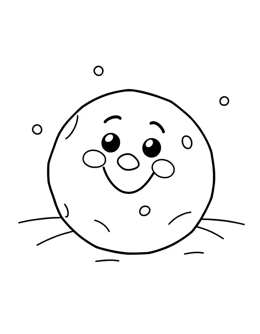 A snowball with a happy face.