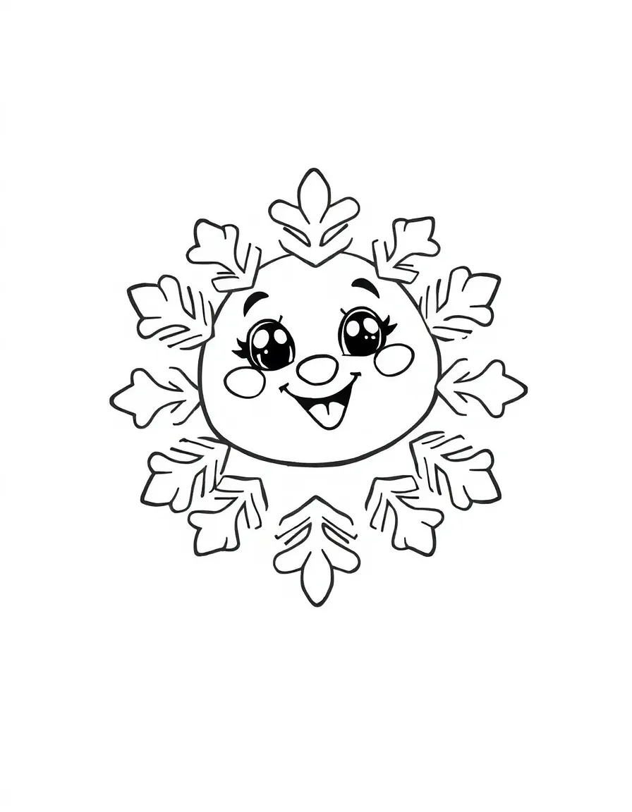 A happy little snowflake character.