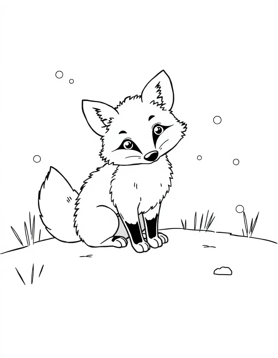 A little fox playing in the snow.