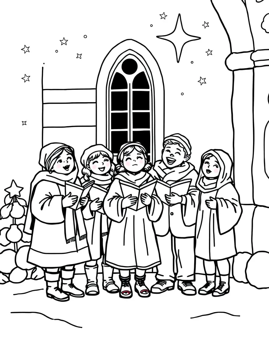 A group of carolers singing.