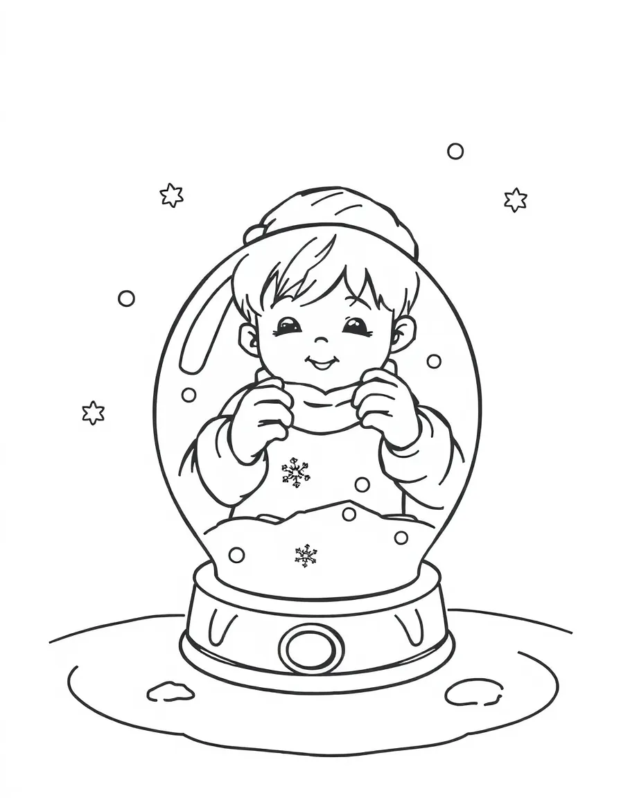 A child making a snow globe.