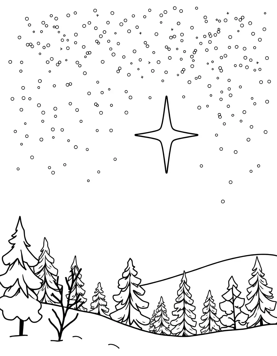 A star shining brightly in the winter sky.