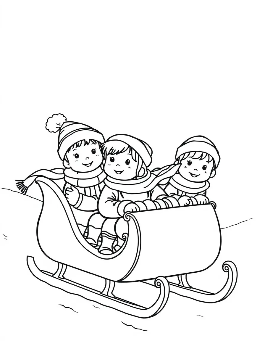 A group of children on a sleigh ride.
