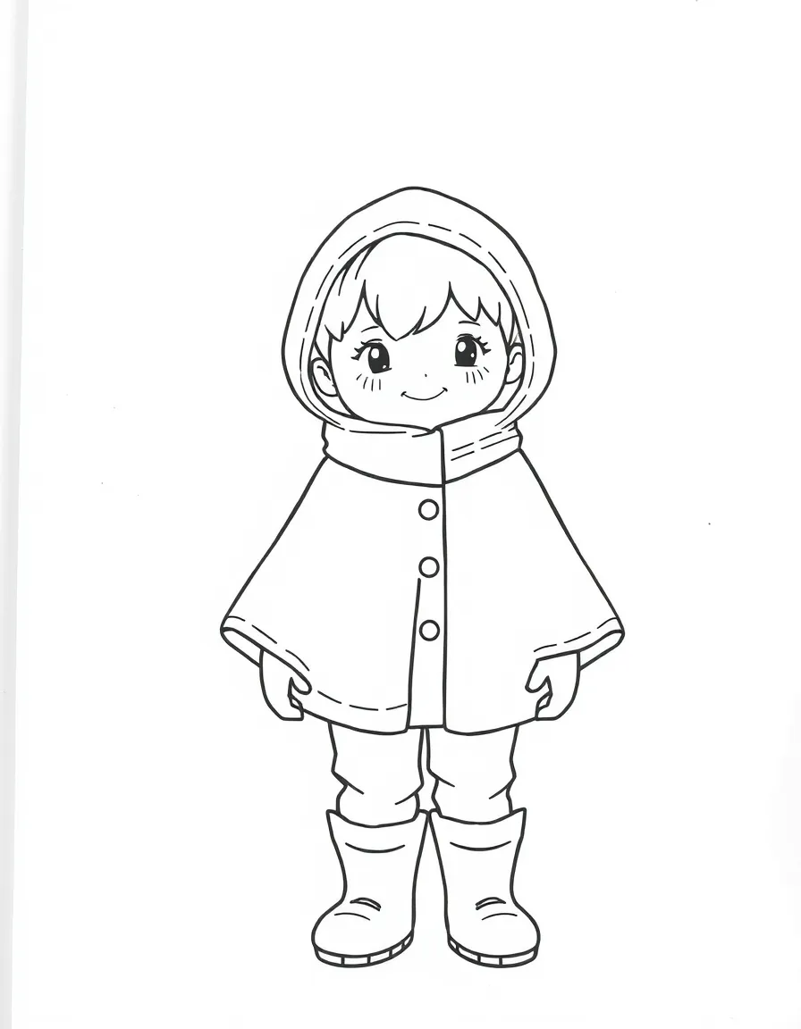 A child wearing a winter cape.